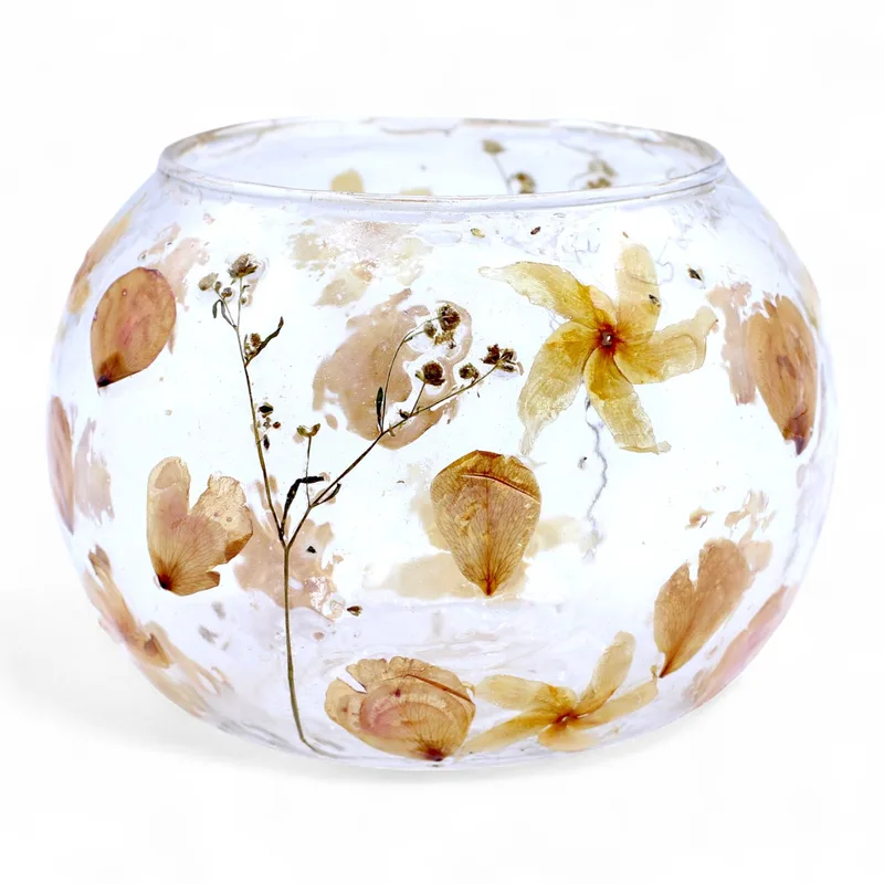 Naturale Floral Glass Large Bowl Candela Porta Rosa - — foto 6