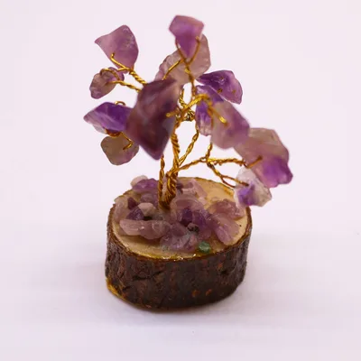Mini Gemstone Trees On Legno Base - Amethyst (15 stones) — foto 1