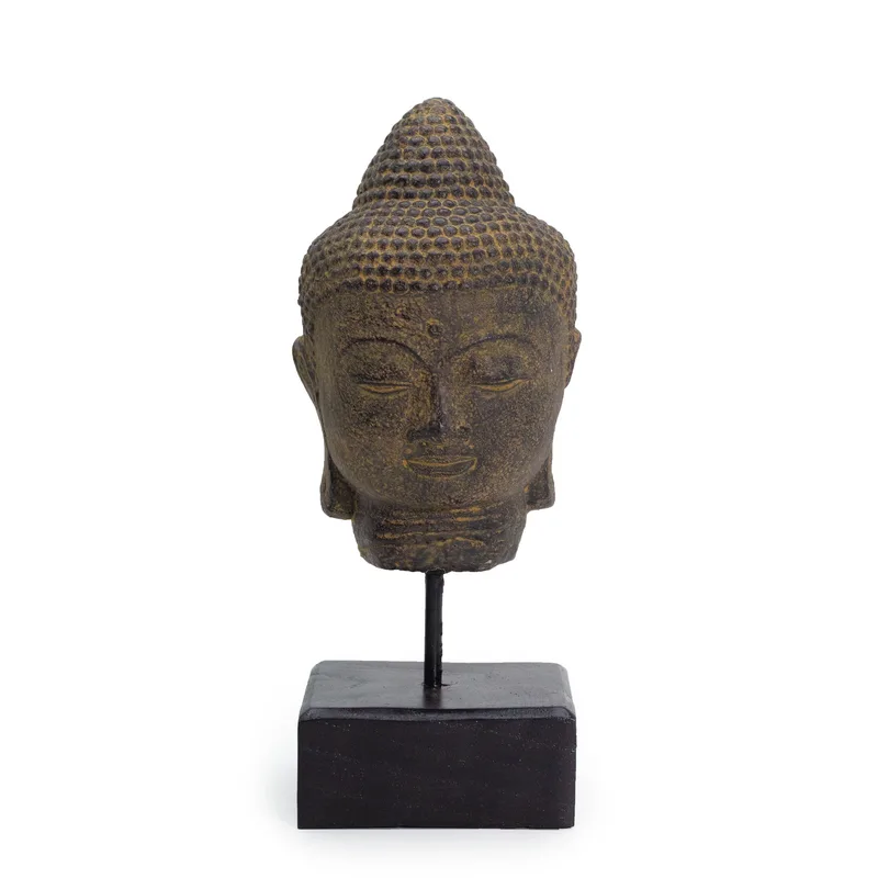Stillness Buddha Head on Stand Grey