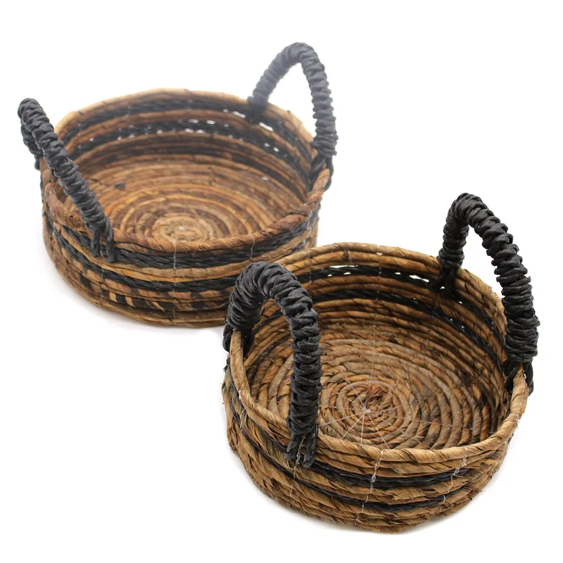 Banana Leaf & Hitam Raffia Basket- Set of 2 — foto 1