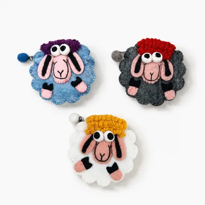 Fresco Colours Happy Sheep Felt Zipper Pouch (3 asst) — foto 1