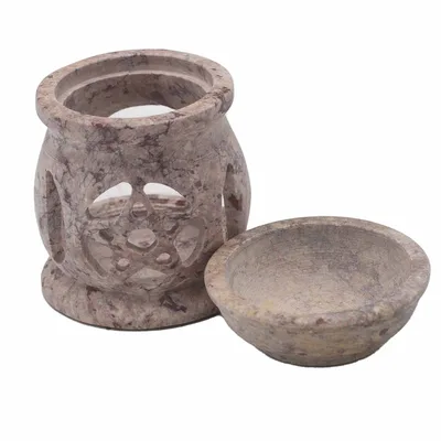 Small Soapstone Olio Bruciatore 8cm - Three Moon Pentagon — foto 3