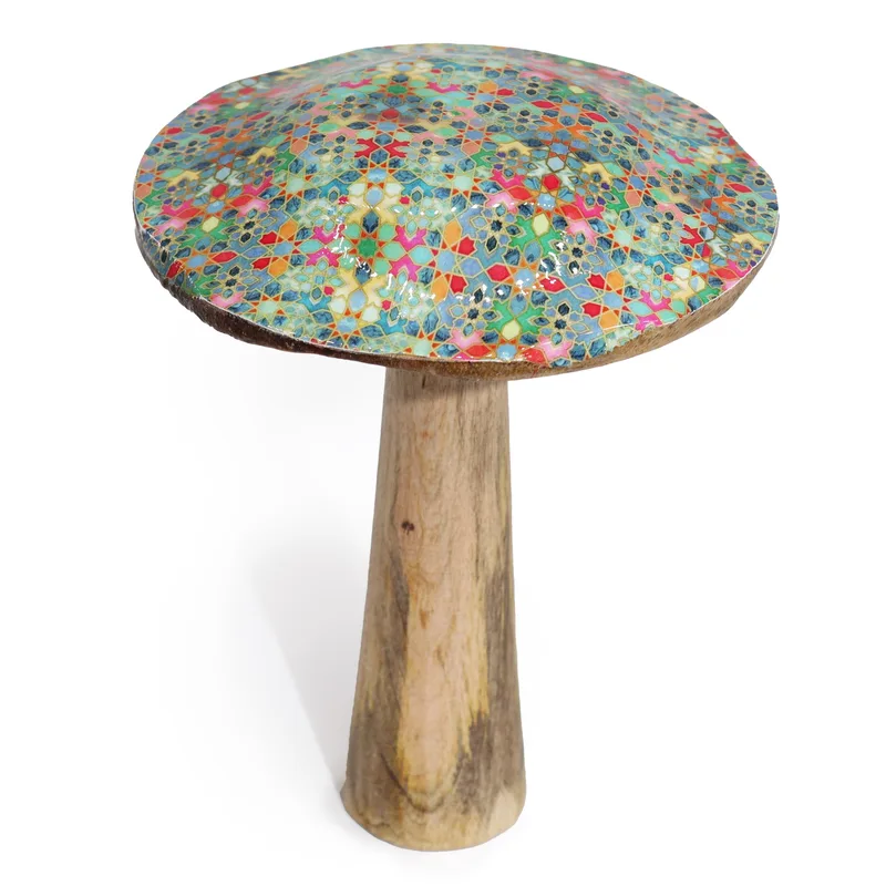 Large Enamelled Mushroom 20cm Mediterranean Tile Pattern — foto 4
