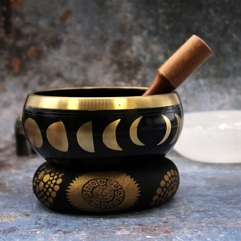 Lrg Moon Phase Singing Bowl Set- Nero 14cm — foto 4