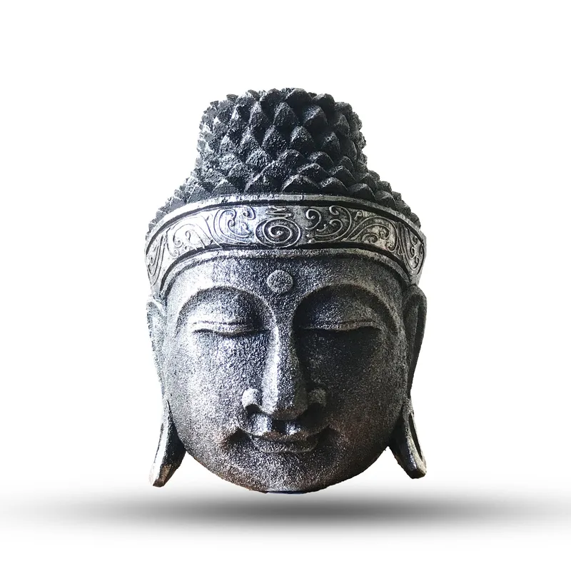 Home Decoration Buddha Head 25cm Argento Shine Finish