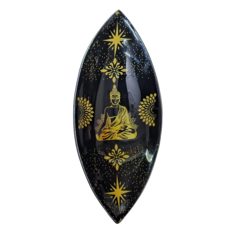 Enamel Incenso Bowl Aluminum Oro & Nero Buddha