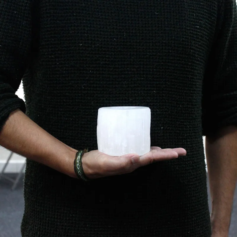 Selenite Cylinder Candela Porta 8 cm — foto 1