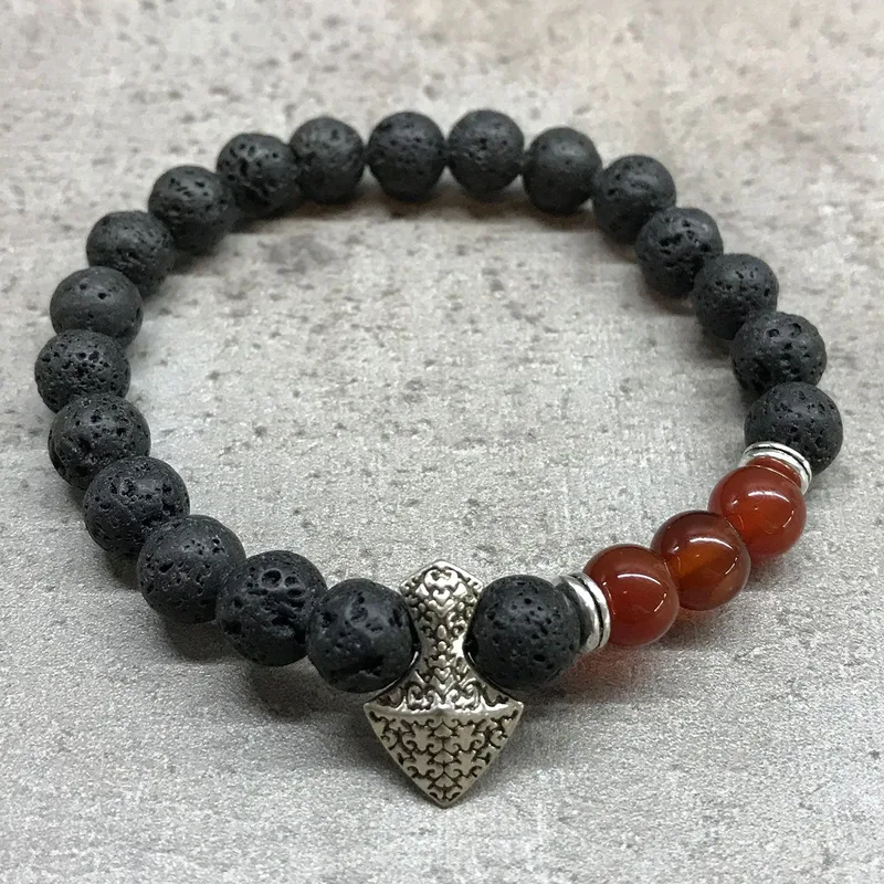 Bracciale di Pietra Vulcanica - Carneol a Testa di Martello — foto 1
