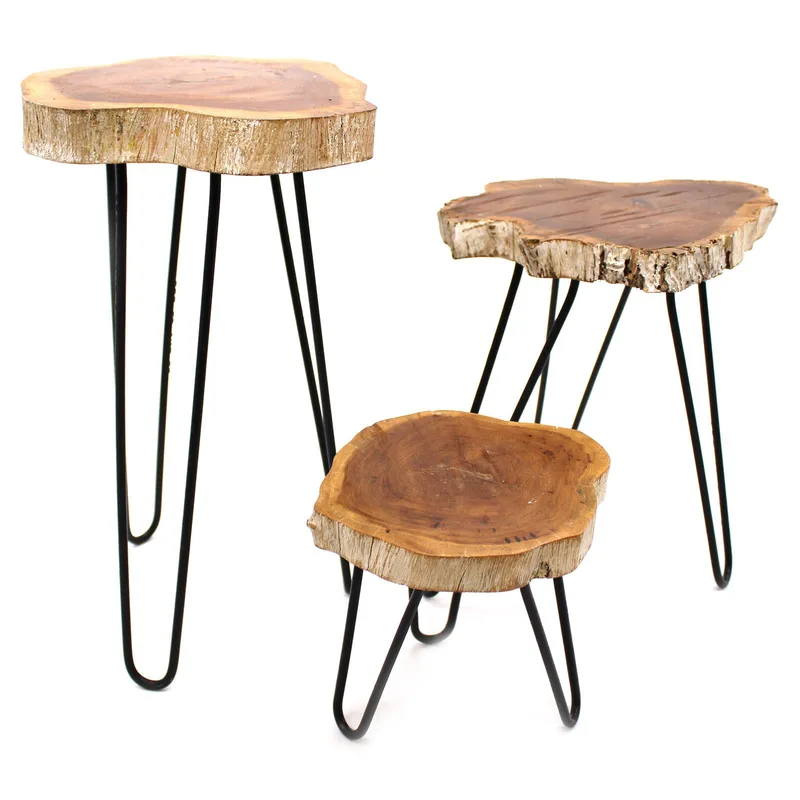 Set of 3 Gamell Legno Plant Stands Whitewash — foto 4