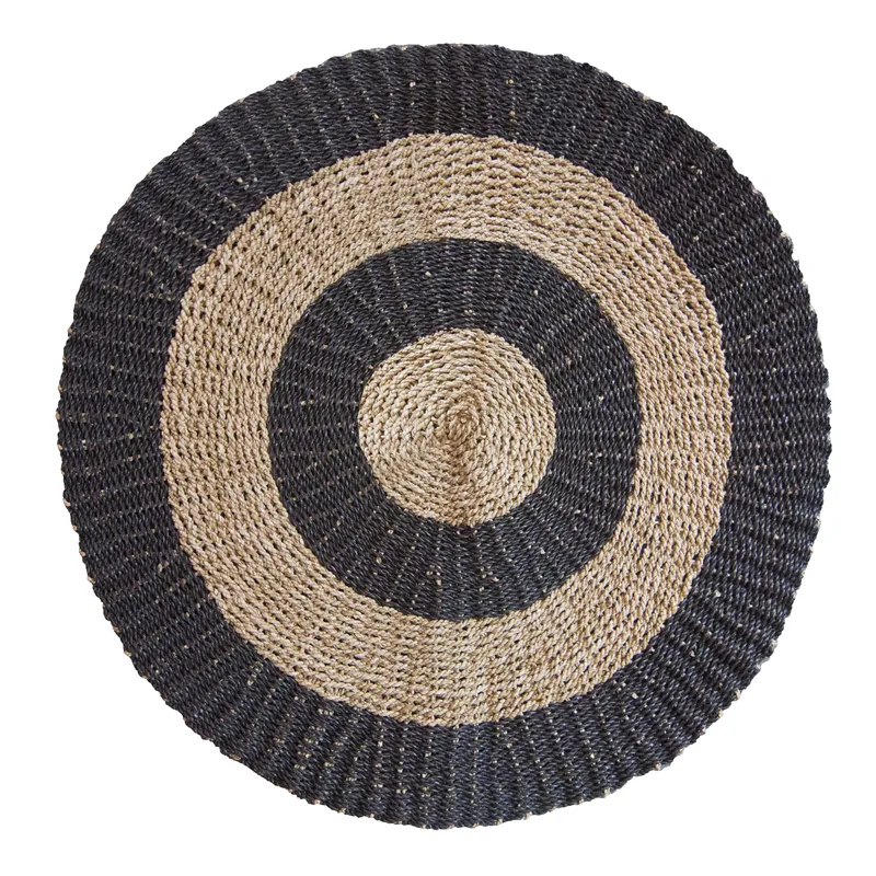 Round Seagrass Nero & Tan Circles 1m — foto 4