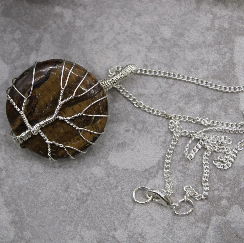 Albero of Life Gemstone Necklace Tiger Eye