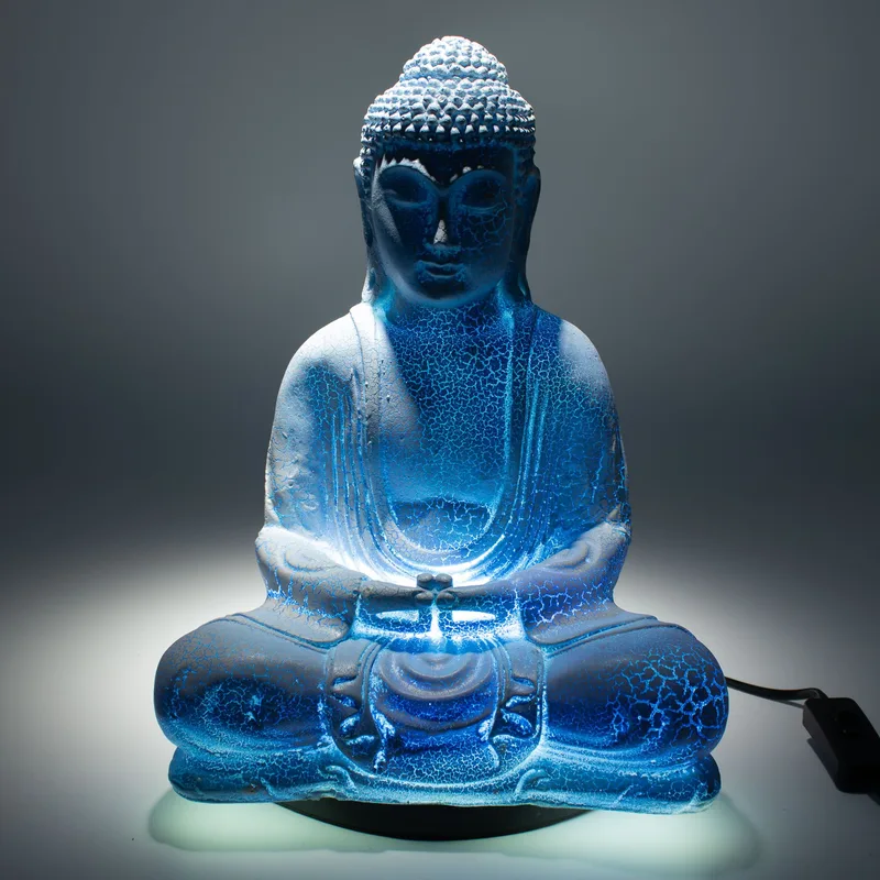 Meditation Buddha Lamp Sky Blu Oval Stand — foto 3
