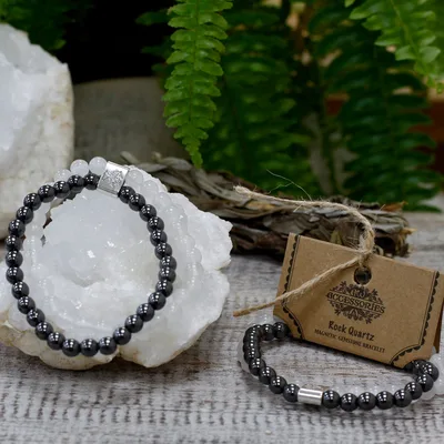 Bracciale con Pietra Naturale Magnetica - Quarzo Rosa