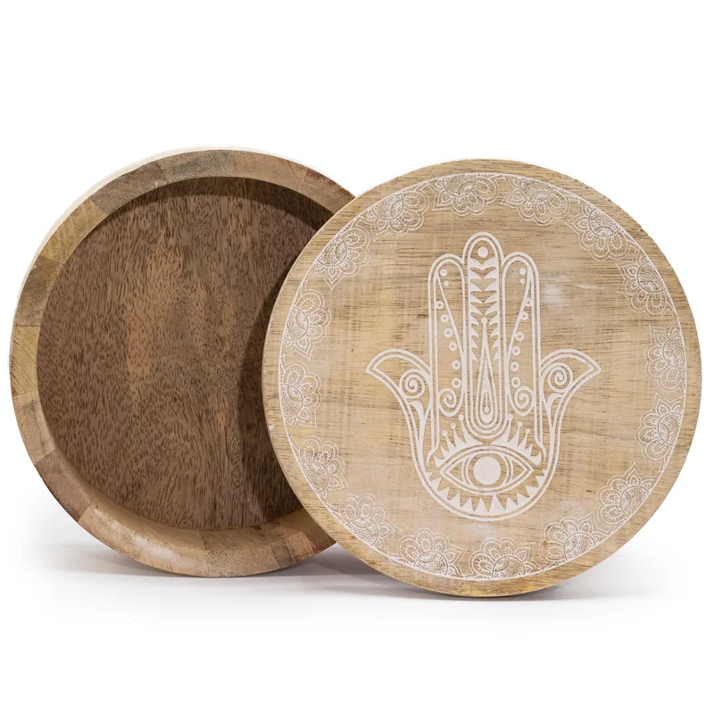 Big Round Scatola 17.5x7.5cm Hamsa Whitewash