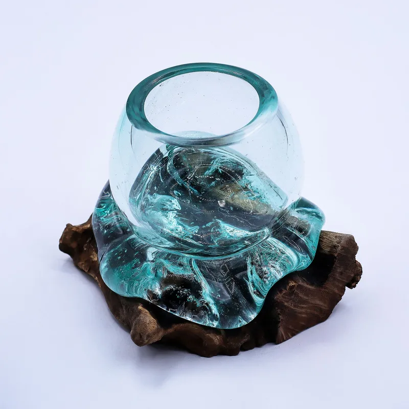 Molten Glass Mini Goldfish Bowl on Legno 20cm — foto 2