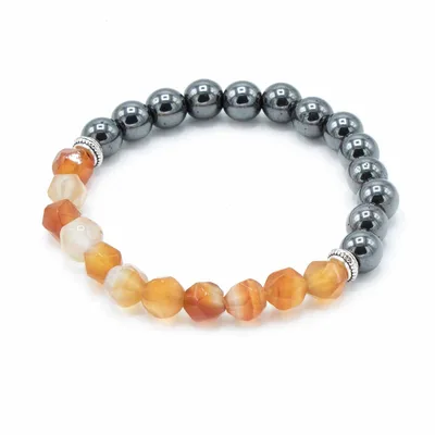Bracciale con Pietre Naturali Tagliate - Corniola Magnetica — foto 1
