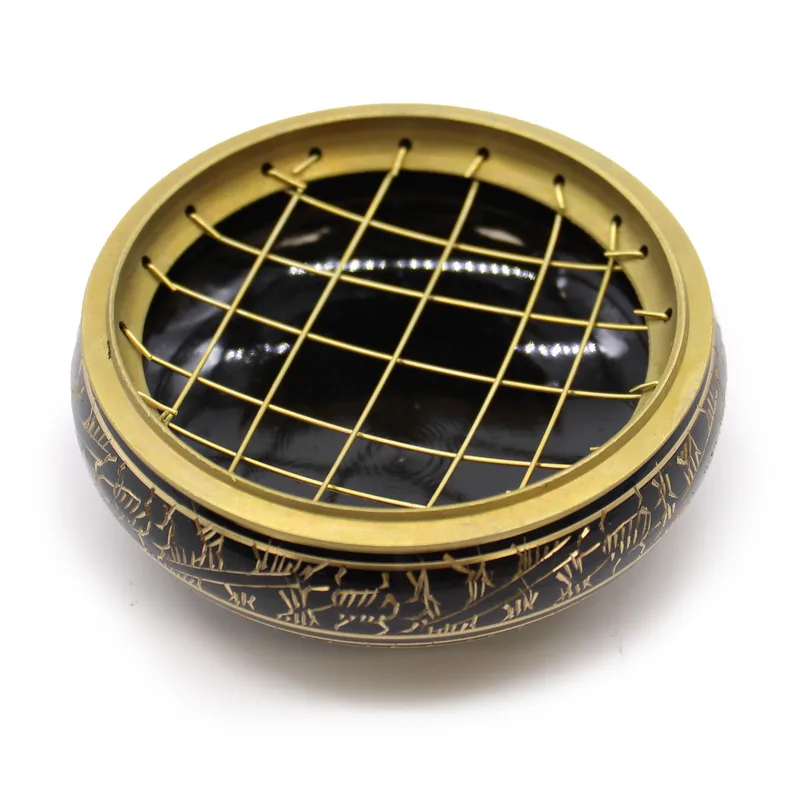 Brass Carved Charcoal Incenso Jar — foto 1