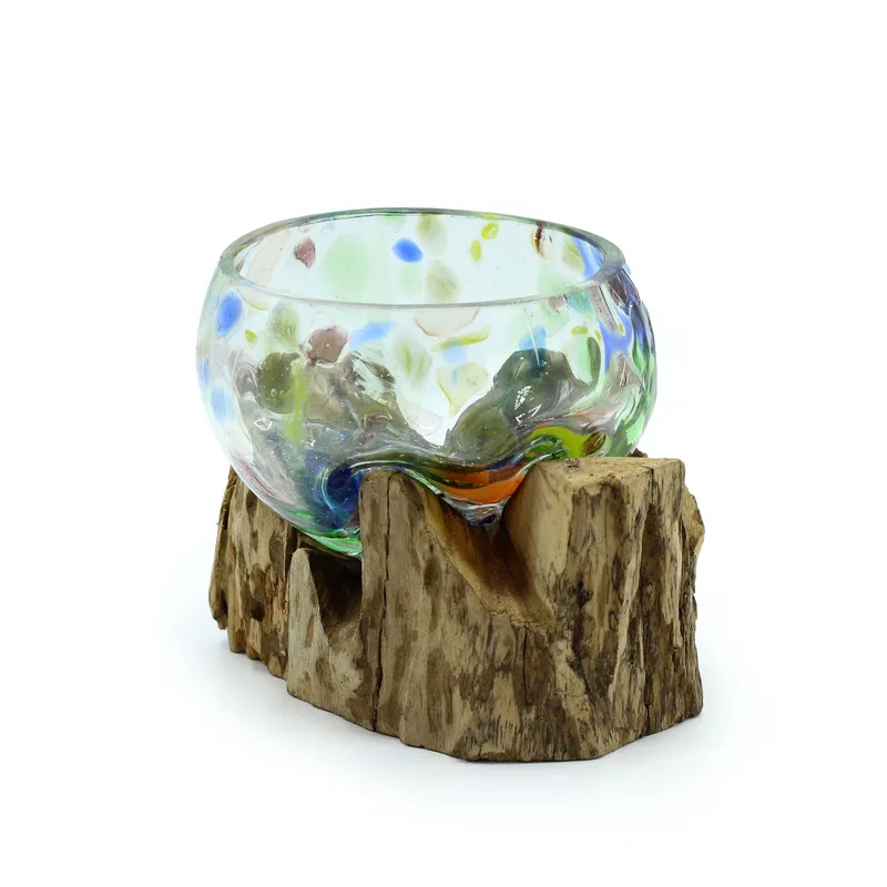 Molten Coloured Glass on Legno Small Bowl — foto 1