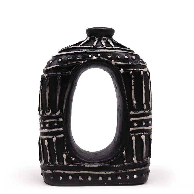 Oval Donut Shaped Vase Chocolate 23cm