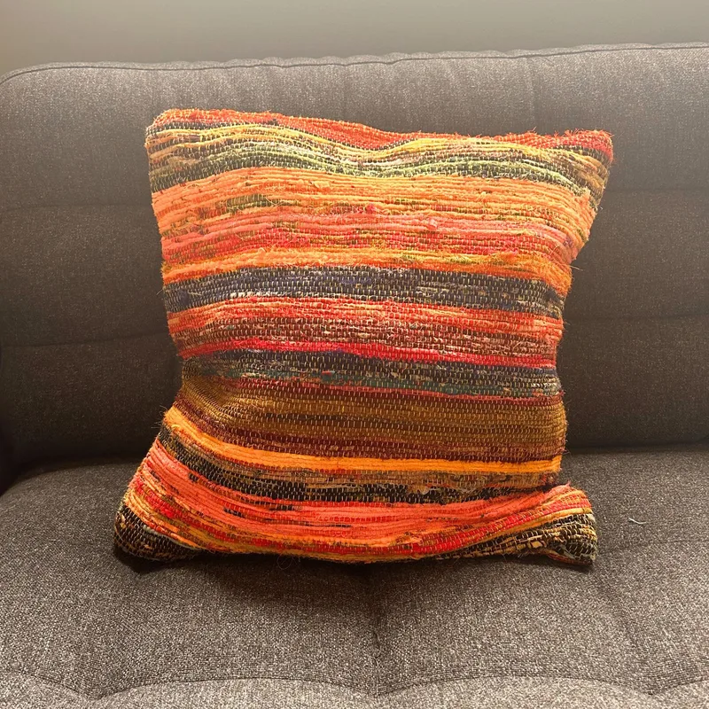 Rag Rug Cushion Covers 40x40cm Sunrise Oranges