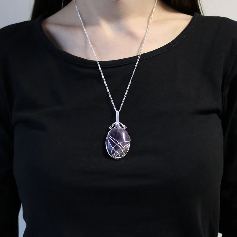 Swirl Wrapped Gemstone Necklace Amethyst — foto 1