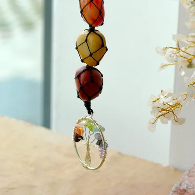 Hanging Chakra Stone Pendant Albero of Life