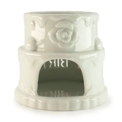 Ceramic Cake Olio Bruciatore - HAPPY BIRTHDAY - Bianco