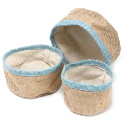 Set of 3 Naturale Jute Baskets Teal