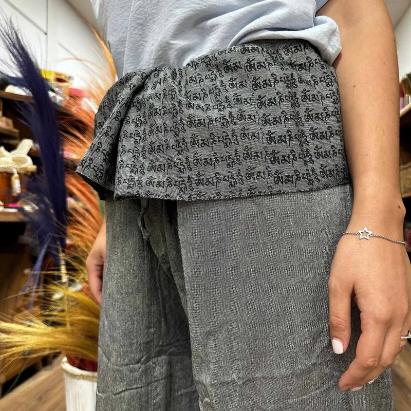 Yoga and Festival Pants Thai Fisherman Mandala Mantra on Grey — foto 1