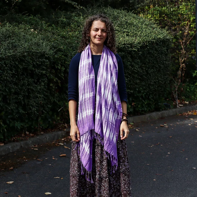 Boho Java Art Stole/Scarf Lavanda Stripes & Motiff 62x200cm — foto 2