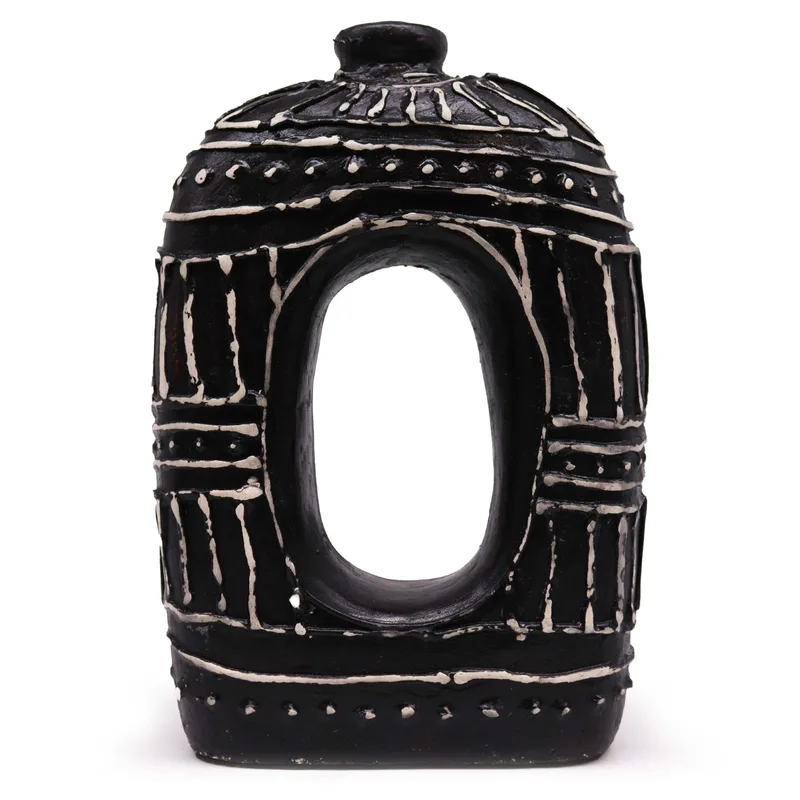 Oval Donut Shaped Vase Chocolate 30cm