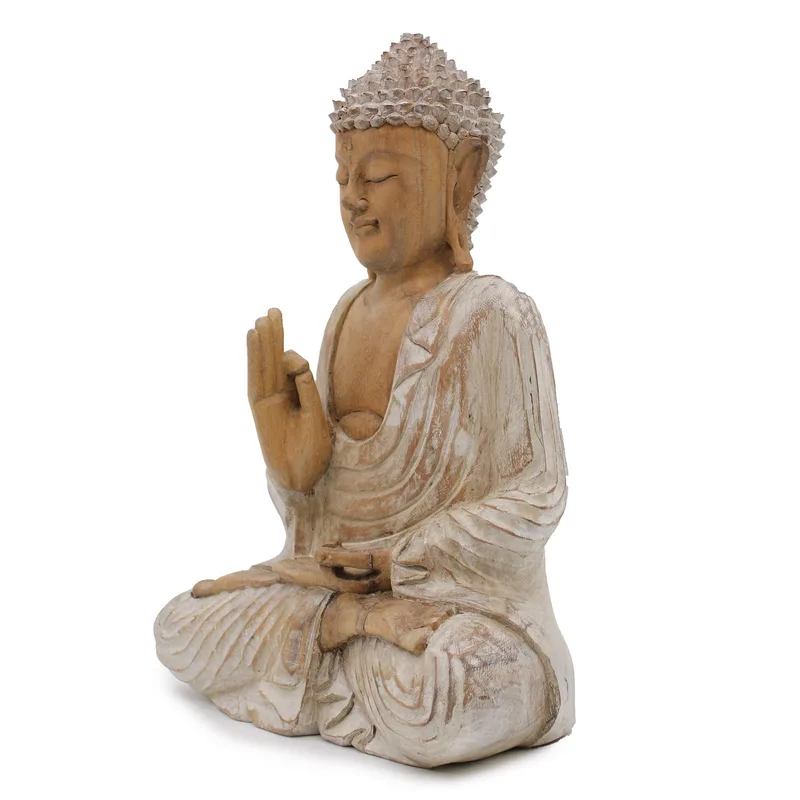 Hand Carved Buddha Statue - 40cm Teaching Transmission - Whitewash — foto 1