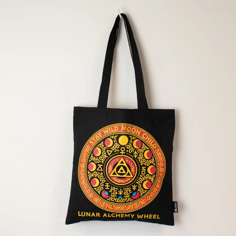 Iconic Classic Tote Bag - Luna Alchemy Wheel - Nero 6oz — foto 1