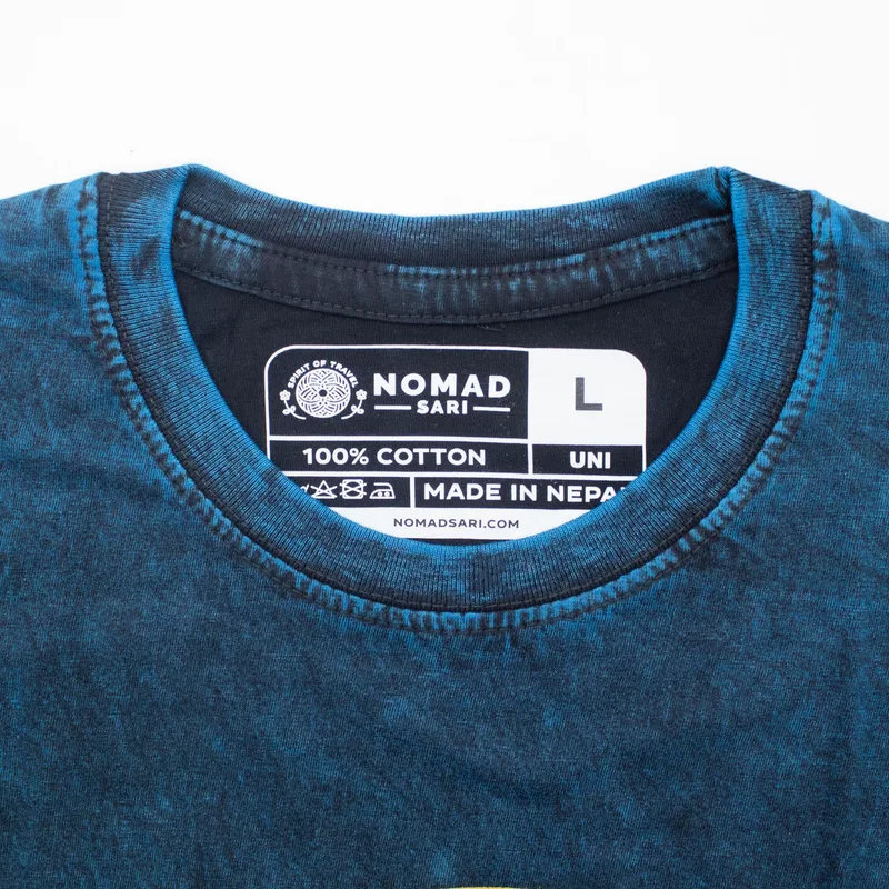 Nomad Sari Stonewashed Cotton T-Shirt Stay Selvatico Moon Child Blu Large — foto 2