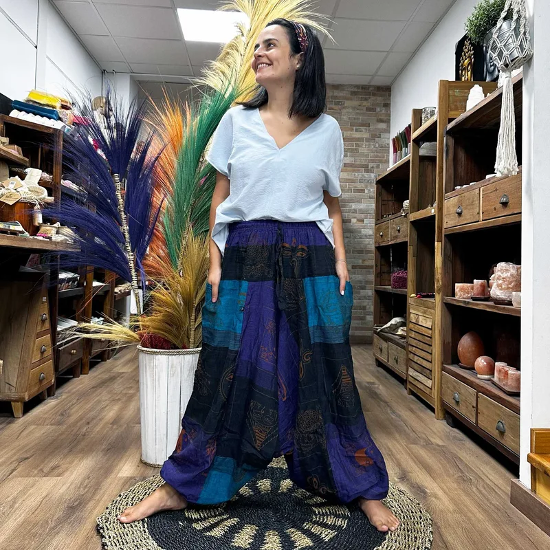 Yoga and Festival Pants Aladdin Himalayan Print on Purple — foto 2