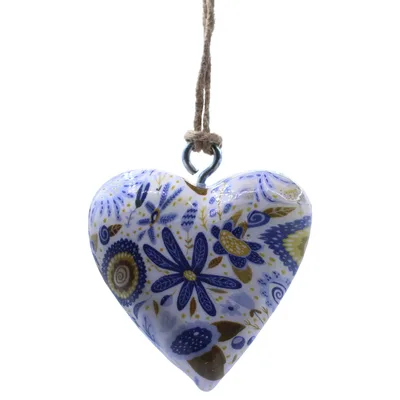 Large Decor Legno Hearts - Blu Floral