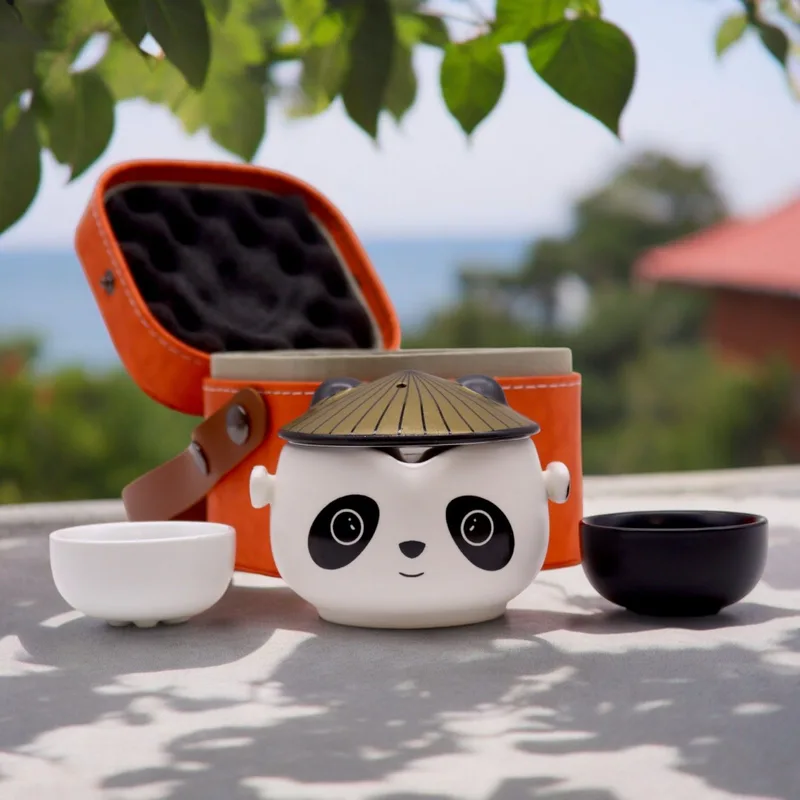 Kung Fu Panda Teapot Set Two Cups Travel Pack