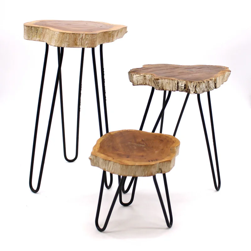 Set of 3 Gamell Legno Plant Stands Whitewash — foto 3
