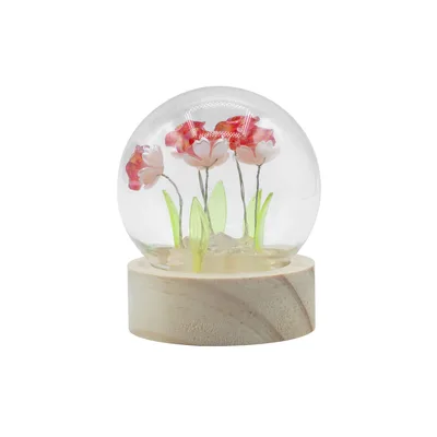 Floral Glow Garden Dome - 5 Red Roses - LED Battery — foto 3