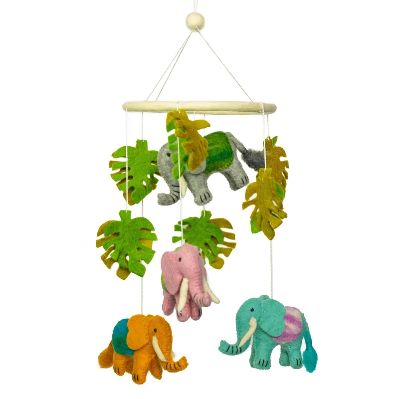 Fatto a mano Felt Mobile Elephant