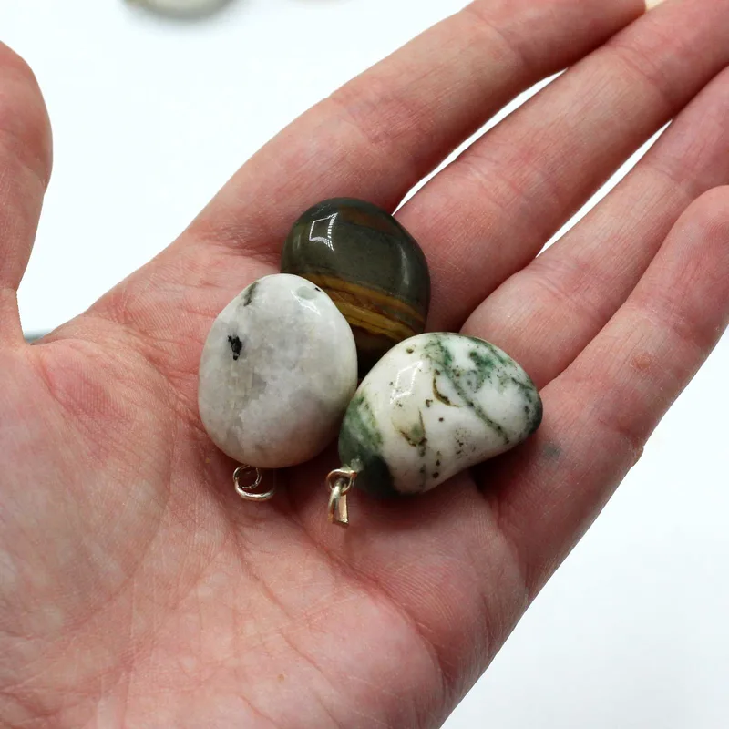 Mixed Argento Plated Crystal Tumbled Stone Pendants — foto 2