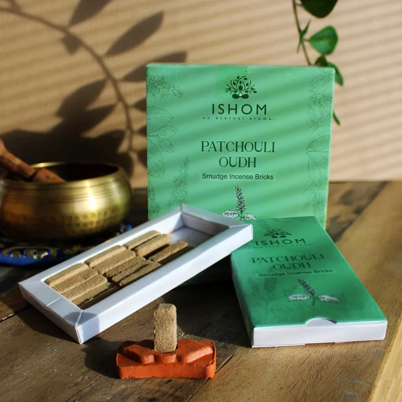 Pack of 15 Naturale Incenso Smudge Bricks and Bruciatore Patchouli Legno