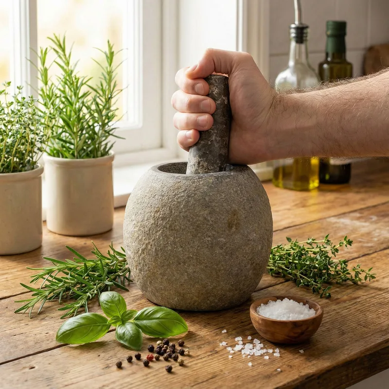 Naturale Riverstone Decorative Pestle & Motar- Large