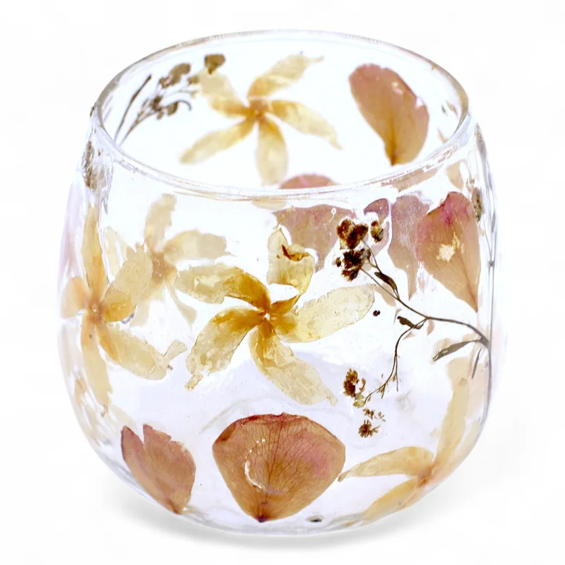 Naturale Floral Glass - Straight Candela Porta - Rosa - (8x8cm) — foto 2