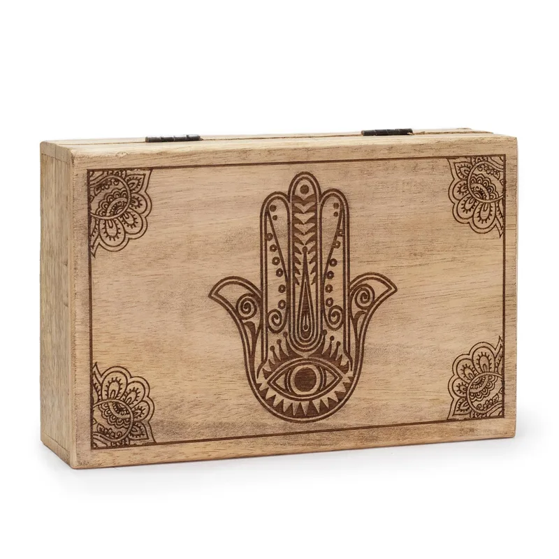 Big Rectangle Scatola 21.5x14x6.3cm Hamsa Nero Engraved — foto 2