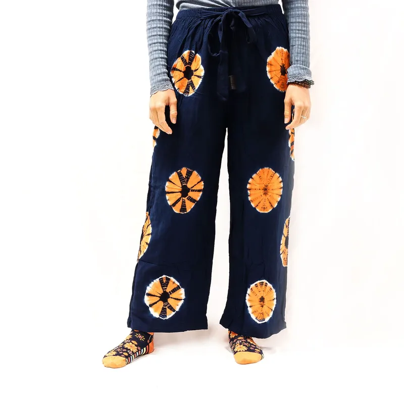 Japanese Style Lounge Pants Blu & Arancia L