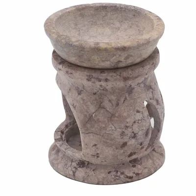 Small Soapstone Olio Bruciatore 8cm - Three Moon Pentagon — foto 1