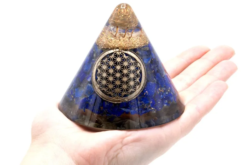 Orgonite Cone Lapis Fiore of Life Suspended Quartz 90 mm — foto 1