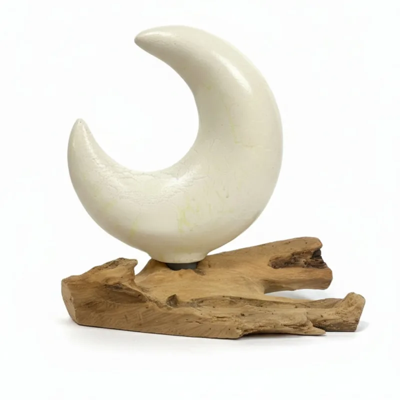 DriftGlow Lamp Crackle Half Moon Shade Grey — foto 1