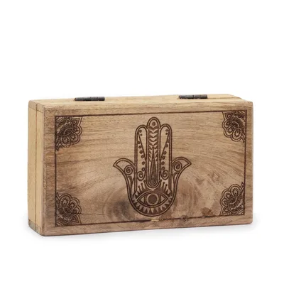 Med Square Scatola 17x10x4.2cm Hamsa Nero Engraved